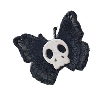 Forcina gotica Copricapo a farfalla d'angelo Steampunk Testa di scheletro Fermagli per capelli Accessori per capelli per ballo in maschera