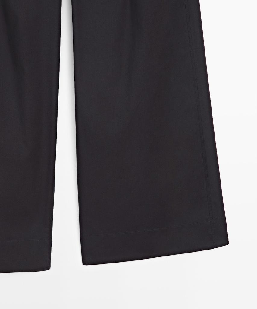 Masimodutti Cotton Blend Pleated Wide Pants