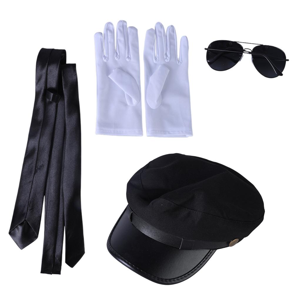 Chauffeur Suit Halloween Chauffeur Hat and Eyeglasses Mustaches Bowtie Set for Role Playing Chauffeur