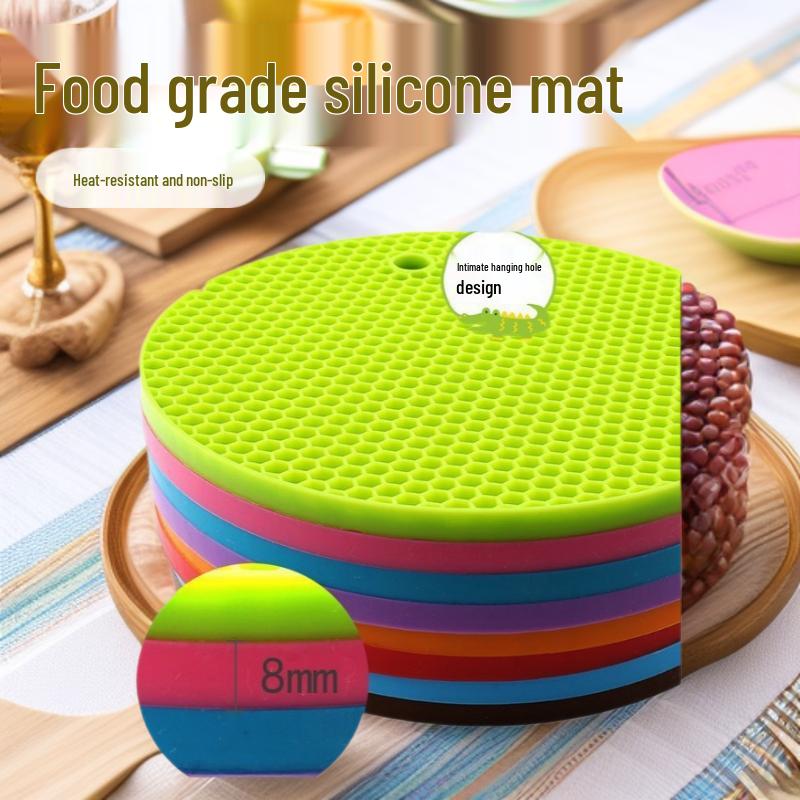 Silicone Heat-Resistant Honeycomb Pot Holder - Non-Slip Food-Grade Insulation Pad for Round Dining Tables