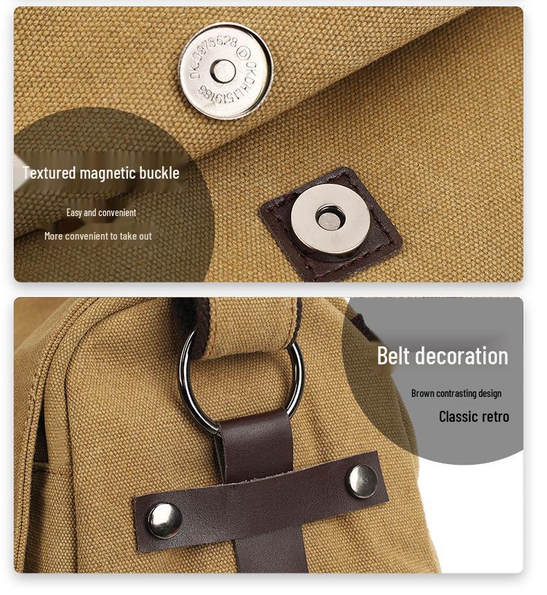 Men's Large Canvas Crossbody Bag - Casual and Wear-Resistant Shoulder Bag for Students and Commuters