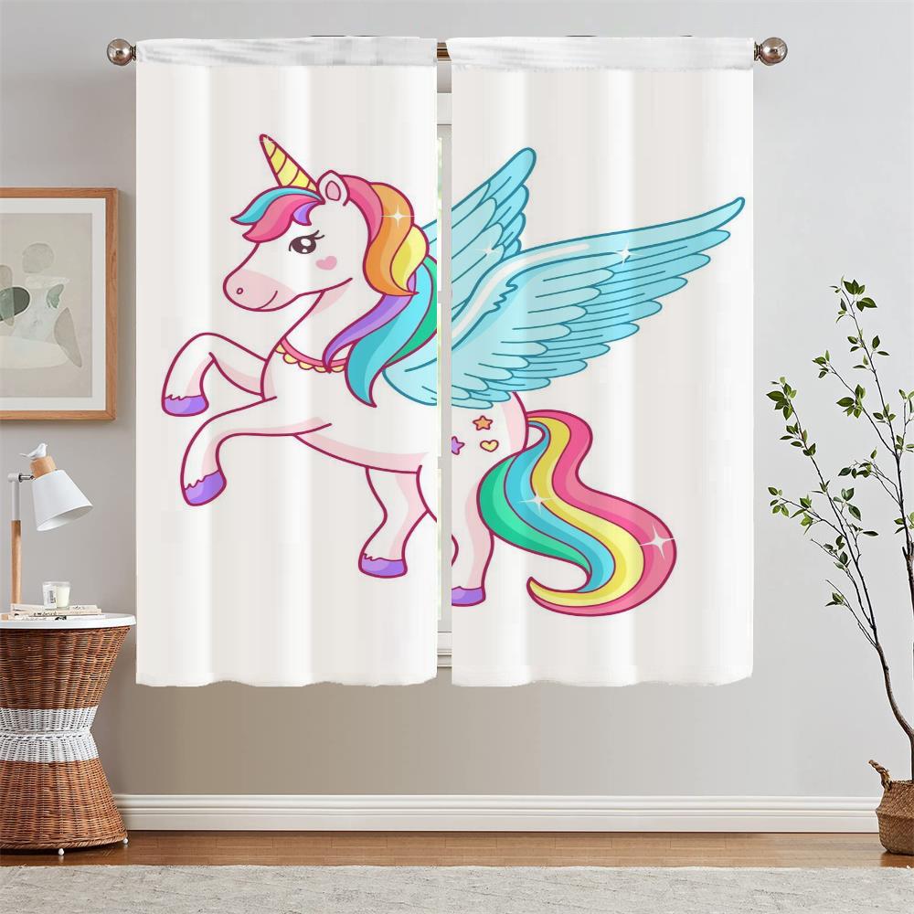 Cartoon Unicorn Blackout Ready Curtains Cheap Things With Free Shipping for Home Interior Curtains Blind Curtain for Living Room