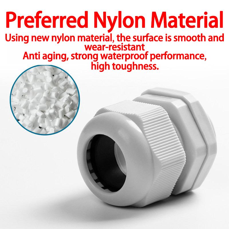 10/50/100Pcs Cable and Wire Waterproof Joint M-type M8 M10 M12 M14 M16 M20 M22 M24 M27 M30 M32 White Nylon Plastic Connector