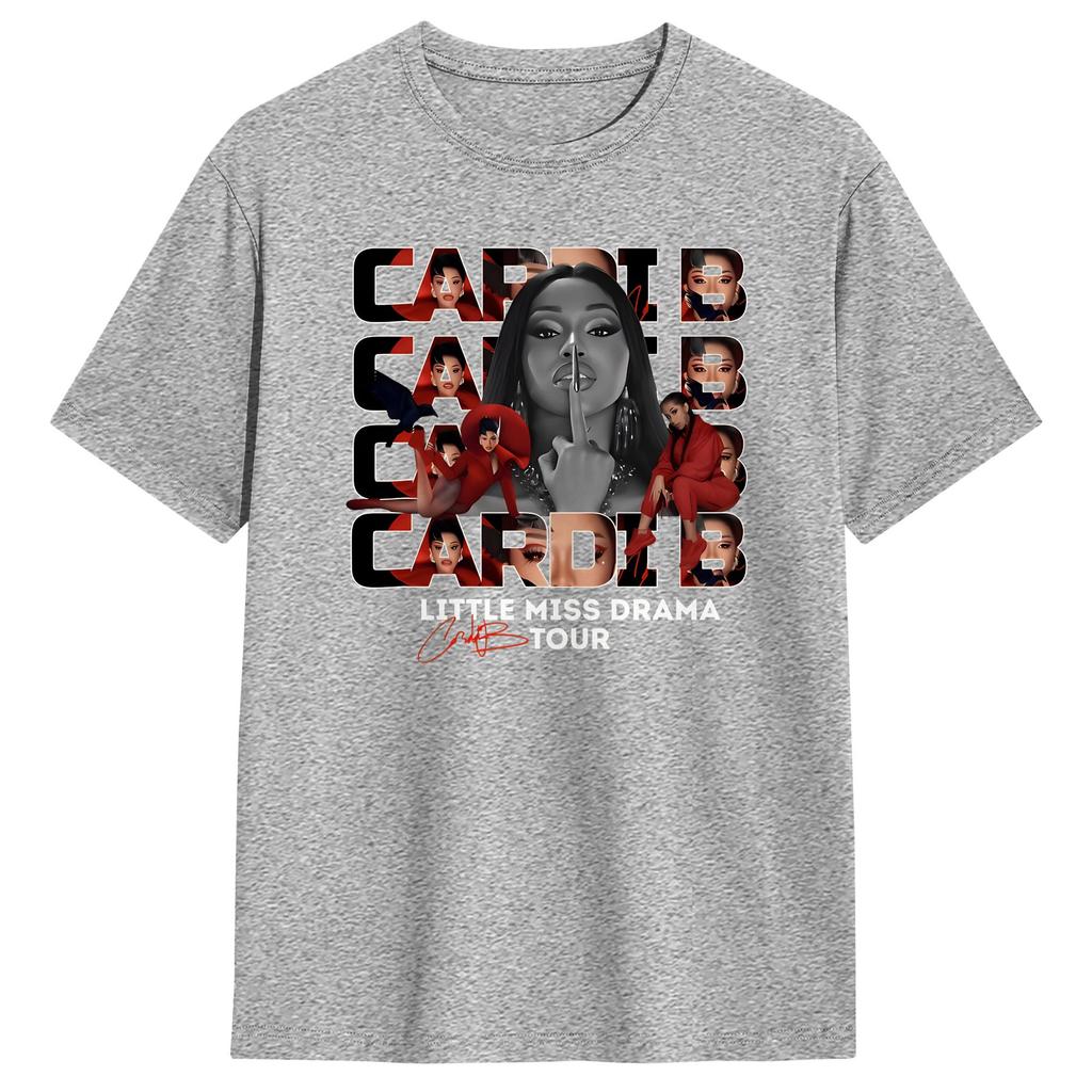 Cardi B Little Miss Drama Tour 2026 T Shirt Summer Funny T Shirts Pure Cotton Trendy Cool Tee Shirt For Unisexs Design Top Tees