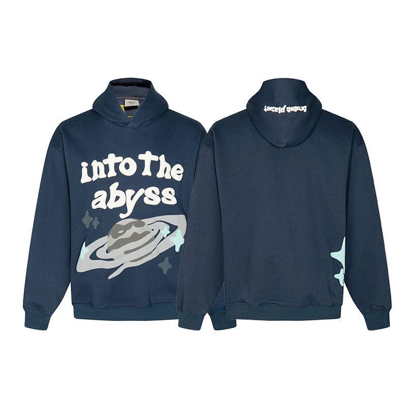 Unisex Broken Planet Print Velvet Hoodie - Trendy & Casual