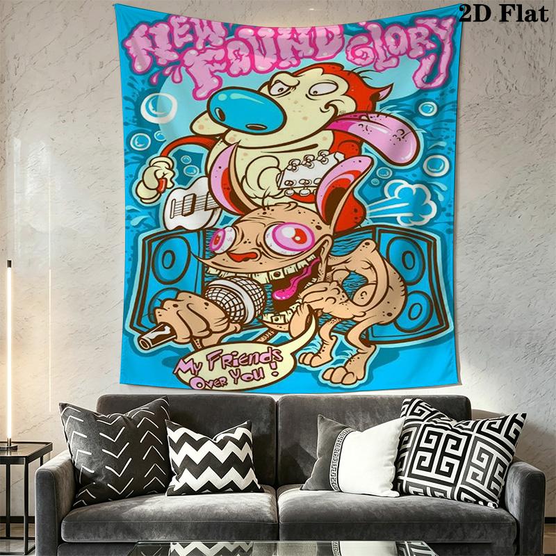 Ren & Stimpy Show Characters Pattern Home Decor Tapestry, Wall Hanging, Decorative RV Wall Cloth.ZGT0914079