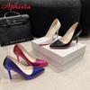 Aphixta 10cm Stiletto Heels Women's Pumps Serpentine Thin Heels Pointed Toe Patent Leather Office Shoes