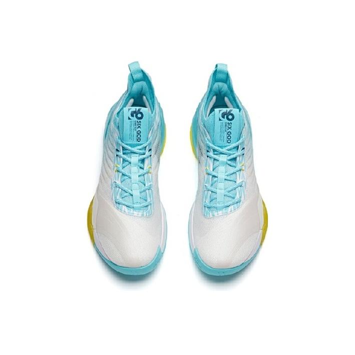 Anta KT6 Thompson Low Shock Absorption Non-Slip Wear-Resistant Mid-Top Basketball Shoes Men Basketball Shoes White Blue Yellow 112131102-1