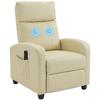 Recliner Armchair, Massage Faux Leather Push Back Reclining Chair with Adjustable Leg Rest, Side Pocket, Cream White