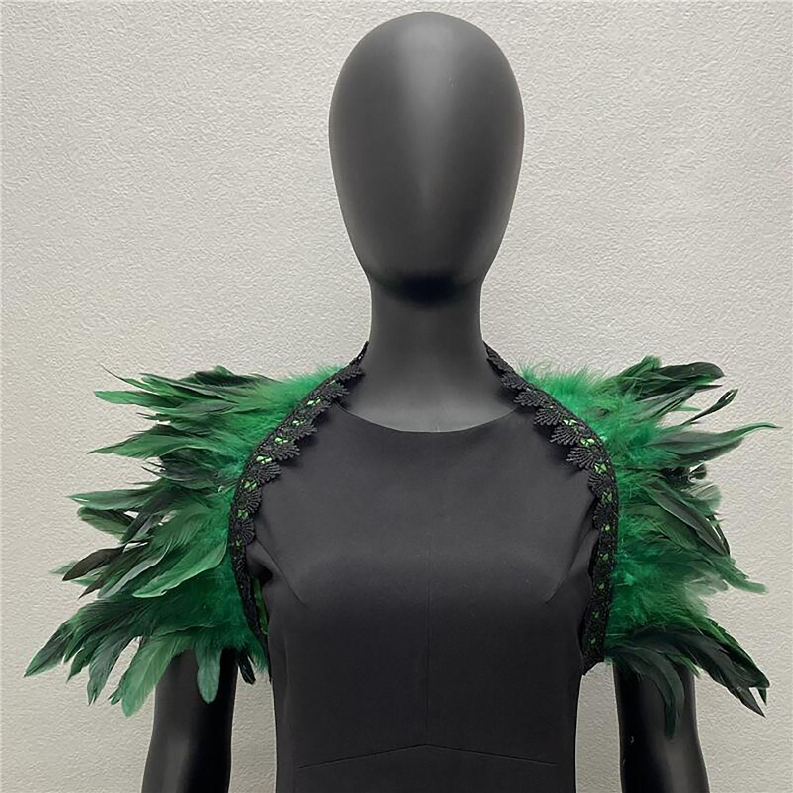 

Women s Gothic Lace Feather Scarf Shawl For Masquerade Ball Costume Accessories One Size