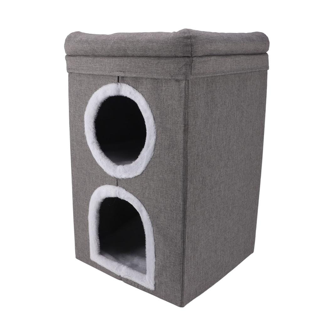 Cat Cube House Multipurpose 3 Layers Large Space Warm Windproof Scratch Resistance Collapsible Cat