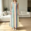 Women’s Striped Sleeveless Maxi Dress Multicolor,Lightweight Flowy Summer Dress for Picnic,Beach Getaway,Spring Fall Layering