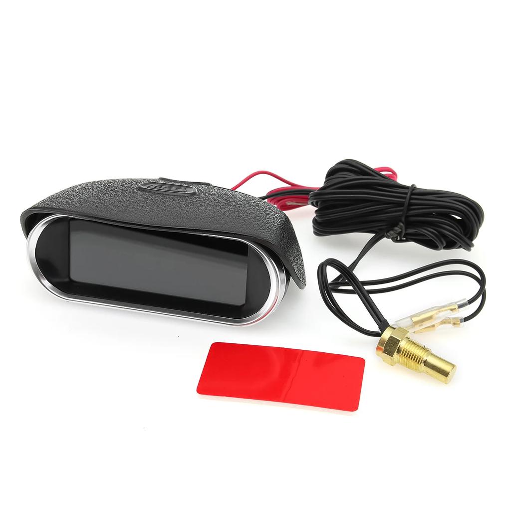 12V/24V 2 IN 1 Car Truck LCD Gauge Water Temperature Gauges +Voltmeter With 1/8 NPT Temp Sensor Water Temp Meter for Auto Cars