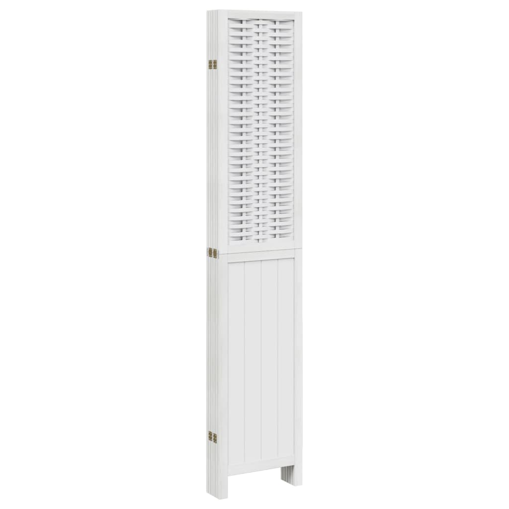 6 Piece Room Divider White Solid Paulownia Wood