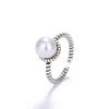 Retro Thai Silver Pearl Ring: Adjustable Twisted Design for Female Students