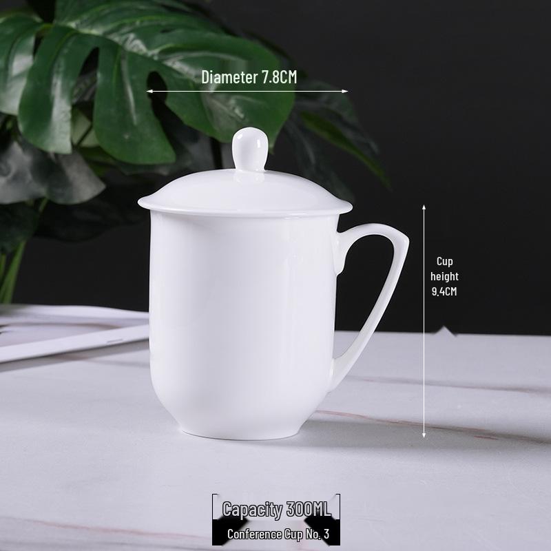 Gold-Edged Bone China Teacup with Lid - Elegant Porcelain Office & Household Ceramic Mug