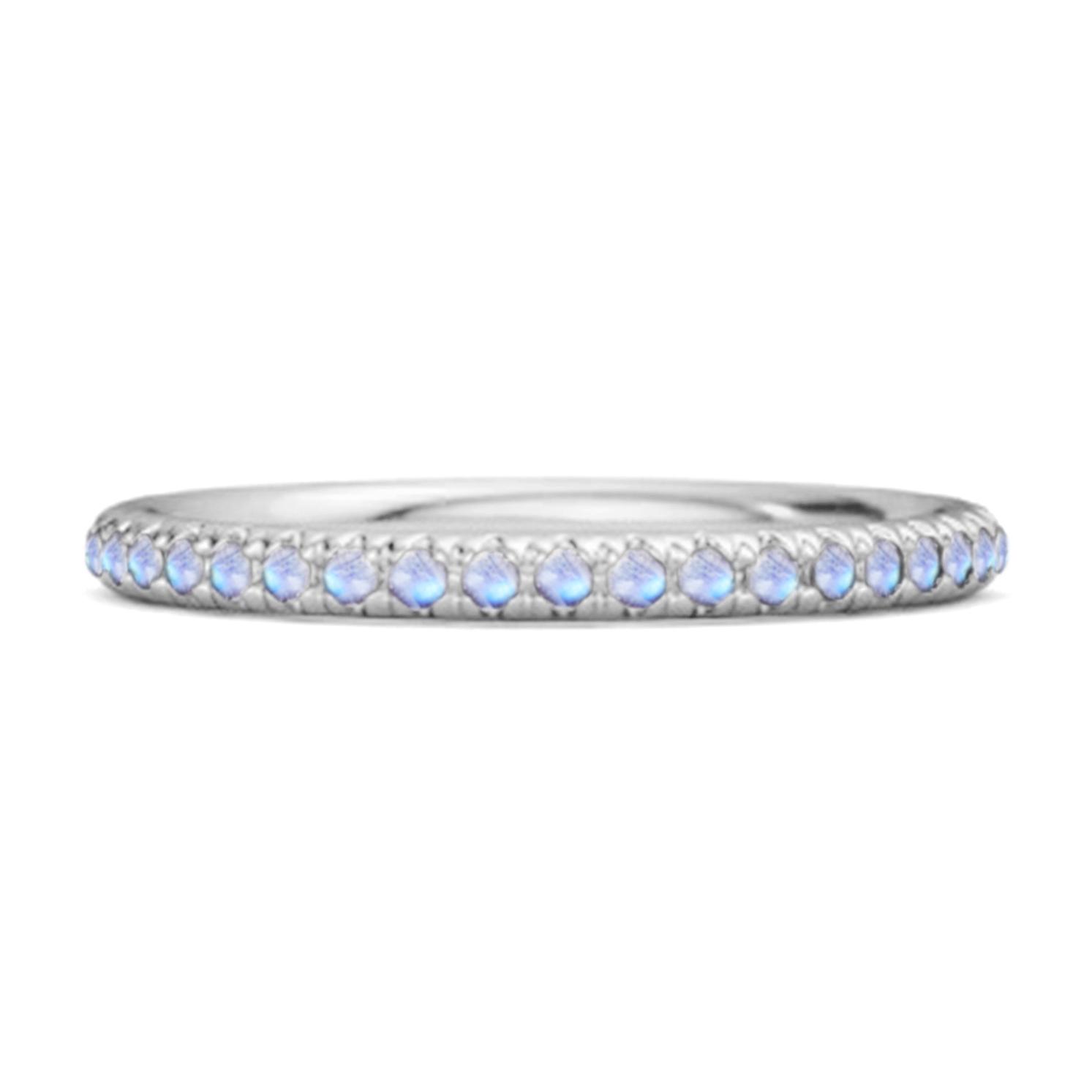 

Moonstone Round Eternity Ring- 925 Sterling Silver 12
