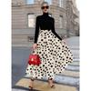 Printed Design Summer Casual Style Black Polka Dot Cream  Half Skirt