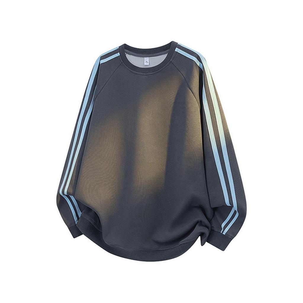 Pole-neck Striped Hoodie Breathable Lightweight Sporty Casual Jumper Fit Fit Contrast Striped Sweatshirt