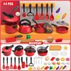 Non-Toxic Kids Toys Pretend Play Red Kitchen Toys Simulation Food Cooking Children'S Children Educational Play House Interactive Toys For Children