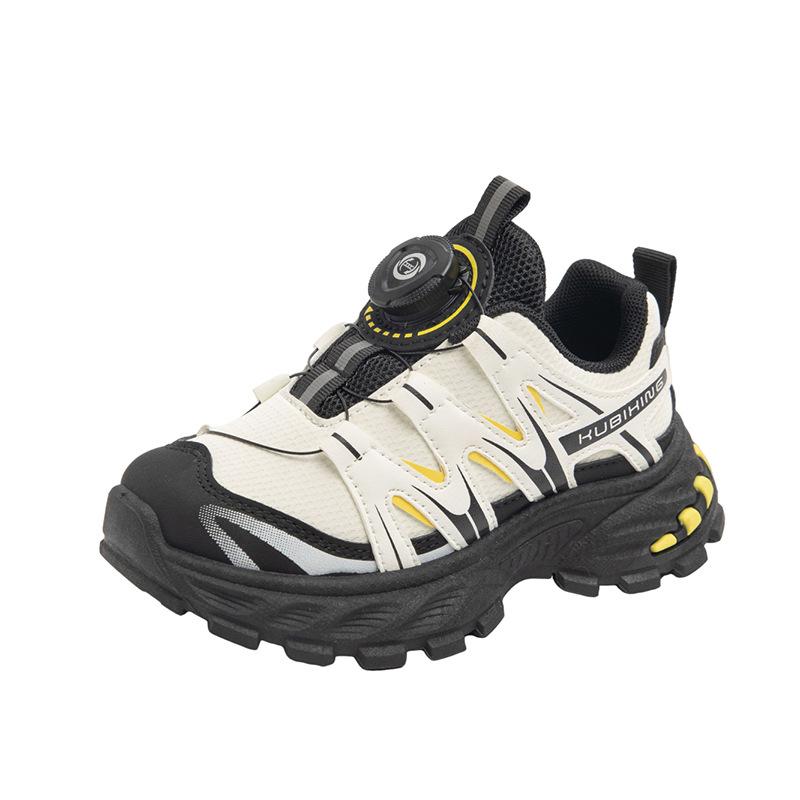 Kids Rotating Button Lace Up Thick Sole Non Slip Outdoor Casual Sports Sneakers 26 чёрный
