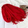 Solid Color Scarf Imitation Cashmere Scarf Winter Thickened Warm Multi-Color Scarf Women'S Long Fringed Shawl
