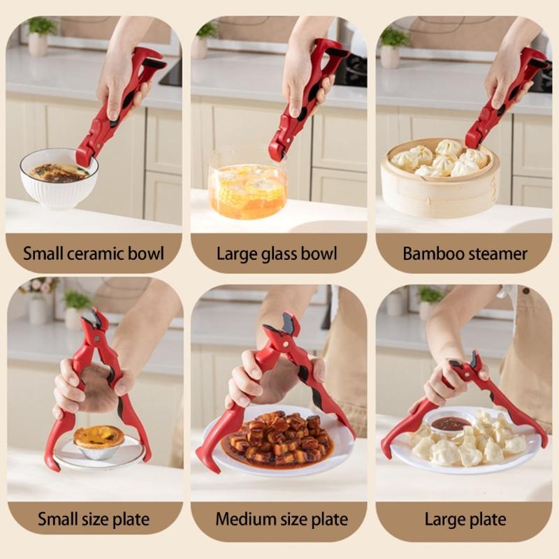 Heatproof Handle Bowl Holder Clamp Heat Resistant Plates Tongs Anti Scalding Hot Dish Gripper for Commercial Use