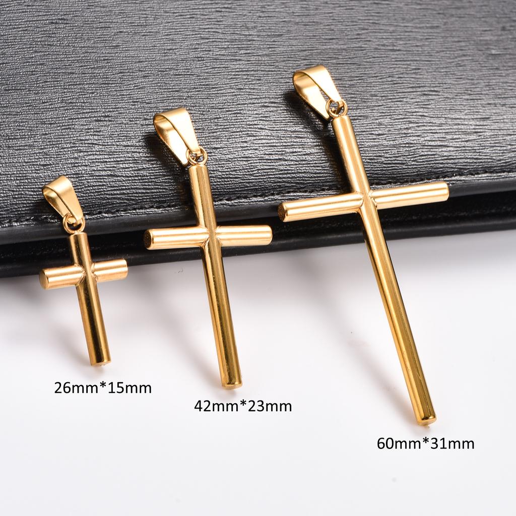 Classic Stainless Steel Round Cross Pendant Necklace for Women Men Religious Christian Faith Prayer Charms Chain Metal Jewelry