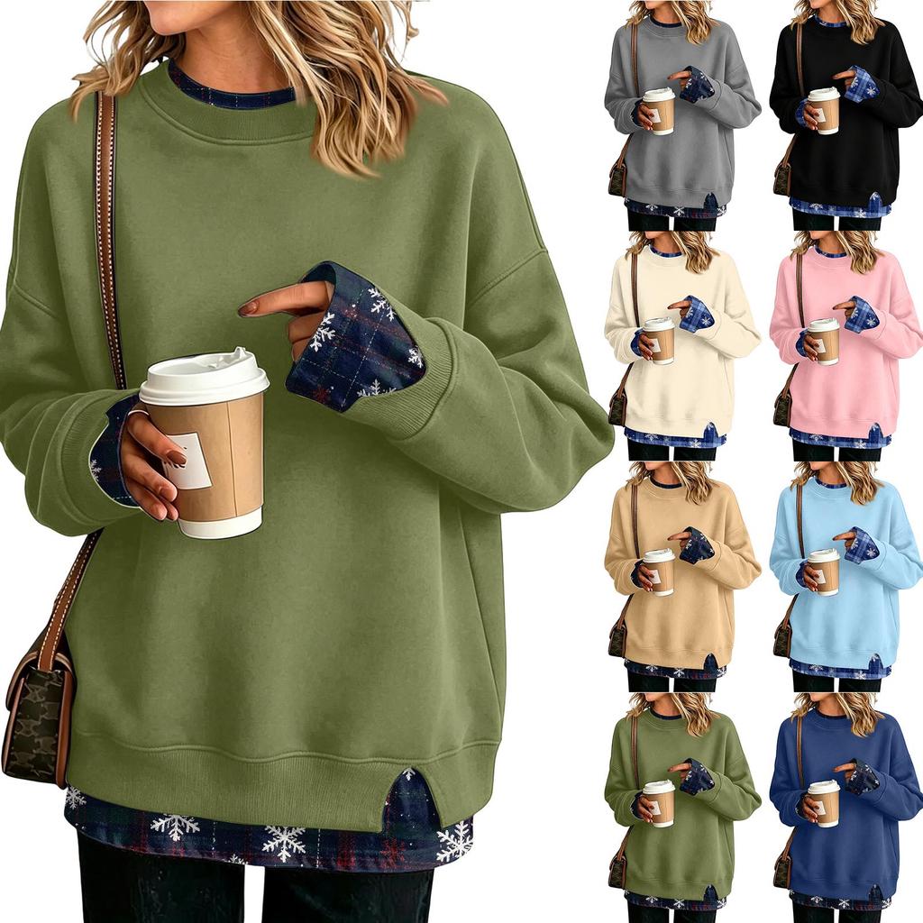 Women's Casual Printed Long Sleeve Sweatshirt Loose Fit Pullover Top