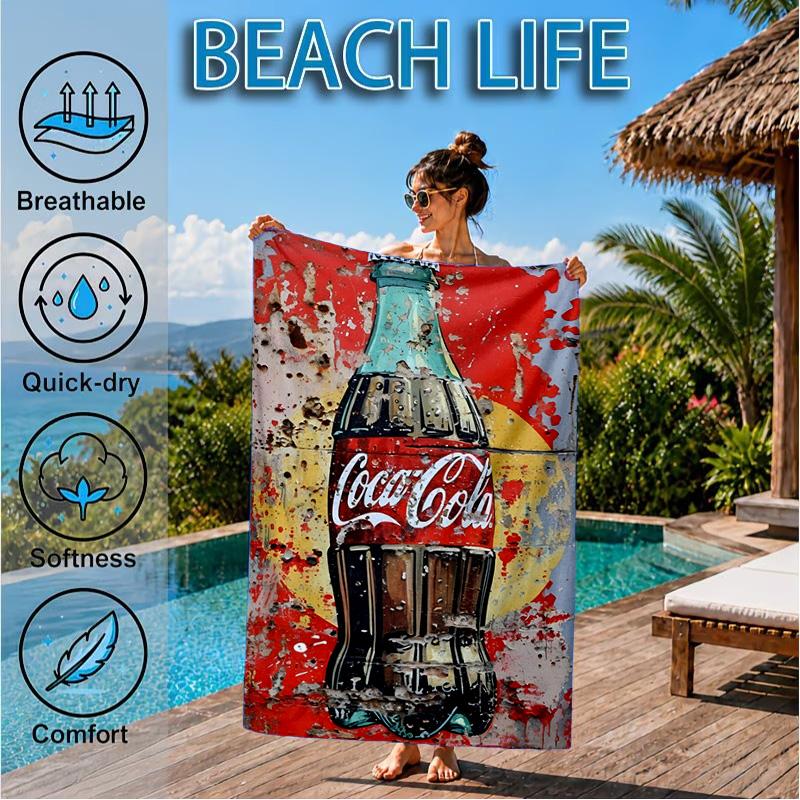 Coca-Cola Artwork Design Strandtuch, Schnelltrocknend, Pflegeleicht, Geeignet für Fitness und Strandurlaub, Sport-Essential