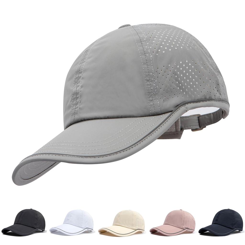 Clape Summer Golf Sports Running Mesh Light Rain Protection Men's Hat, Lightweight, Non-Sweaty, Cap, Reflective, Cap, Cap, Unisex, (Light Gray)