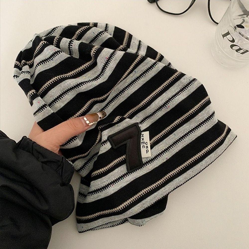 Korean Y2k Striped Cap Soft Beanie Hats Fashion Baggy Strip Hat  Outdoor