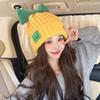Autumn and Winter Candy Color Bow Wool Hat for Women Korean Style Versatile Face Showing Small Warm Knitted Hat for Students Sweet Cold Hat