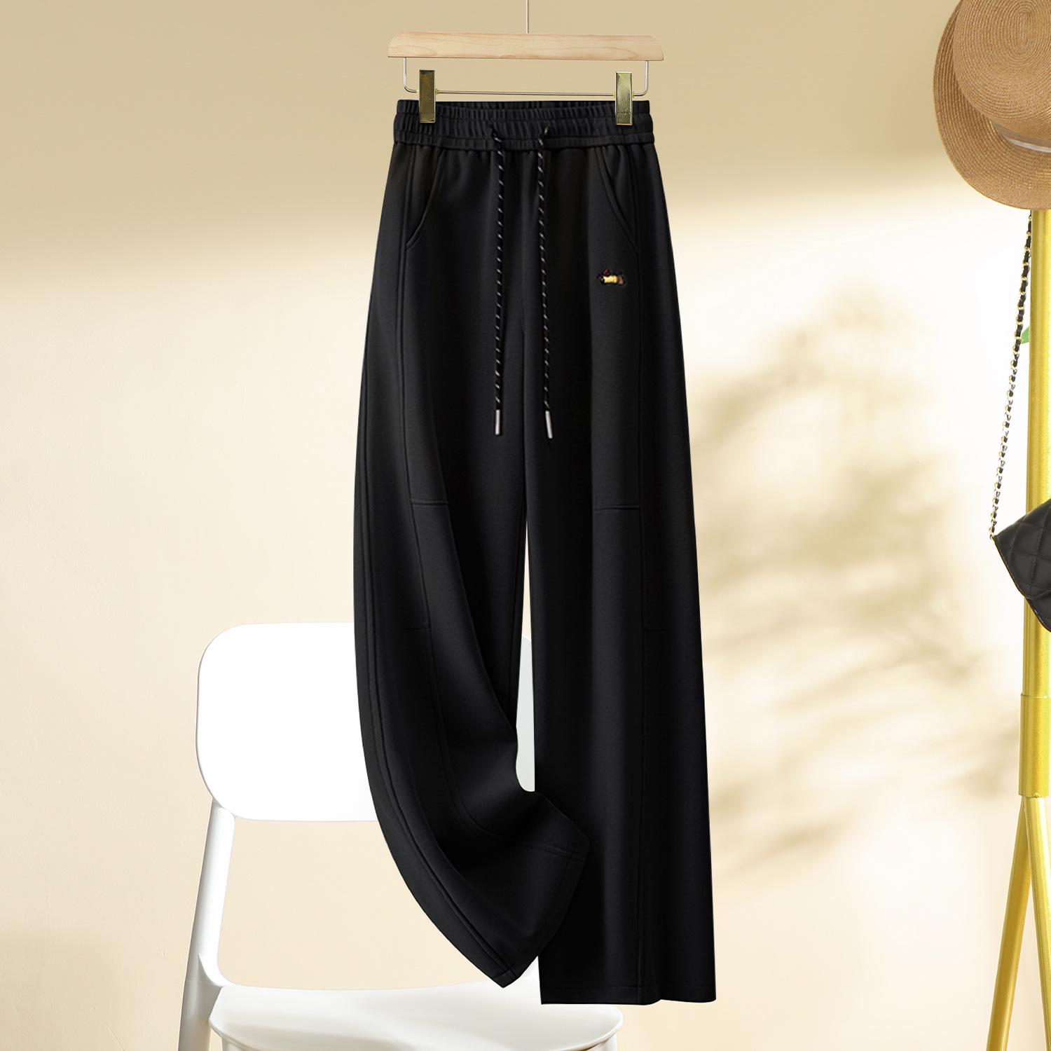 

Новые женские брюки широкого кроя 2025: Повседневный, Свободный крой, Стройнящий и Модный для Весны и Осени. 31 (suitable for 135-145 lbs) чёрный