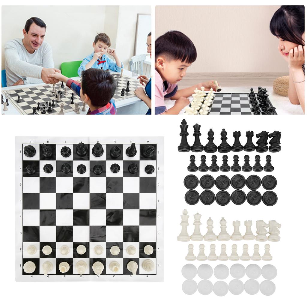 2 In 1 Travel Board Games Set Portable Chess and Checkers Set for Kids and Adults