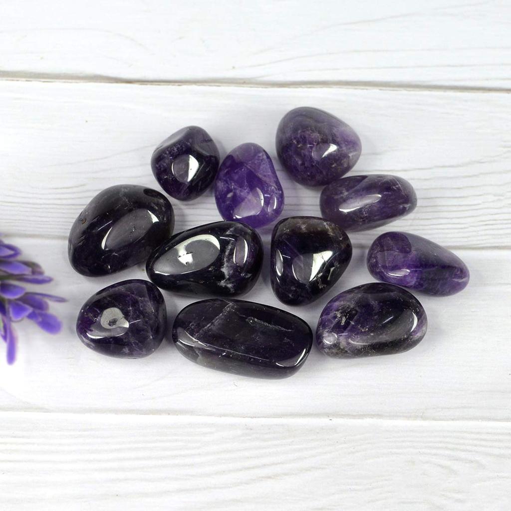 Reiki Crystal Products Natural Brazilian Amethyst Tumble Stone Raw Rough Stone Tumbled Pack of 50 Gram