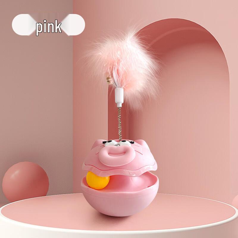 Интерактивная игрушка-неваляшка с перьями для кошек Petopia розовый