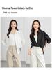 Yi Fei Spring 2026 White Cotton Formal Shirt: Business Commuting Lapel, Long Sleeve, Waist-Cinching, Loose Fit