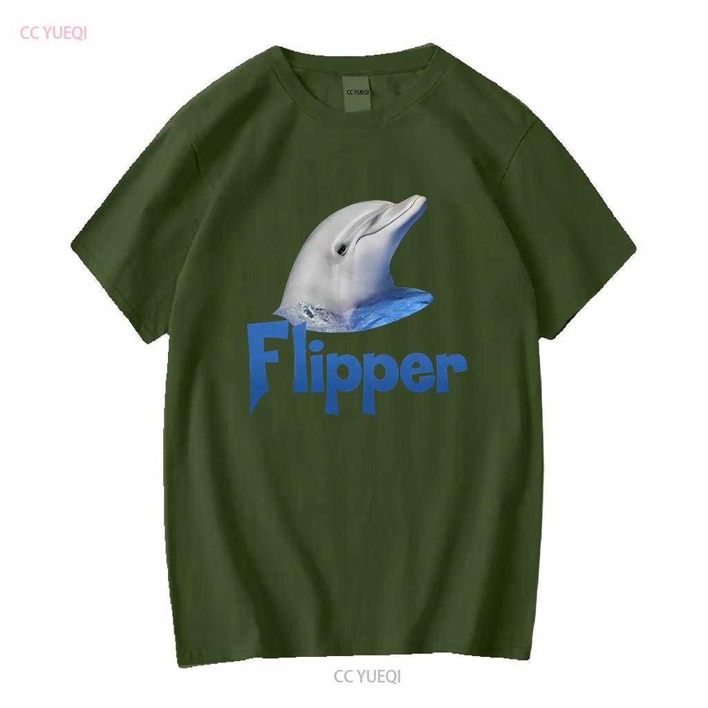 Flipper Head 90s Dolphin Kids Tv Show T Shirt Vintage Washed Stylish Casual Unisex Top For Everyday Wear Streetwear Slightly