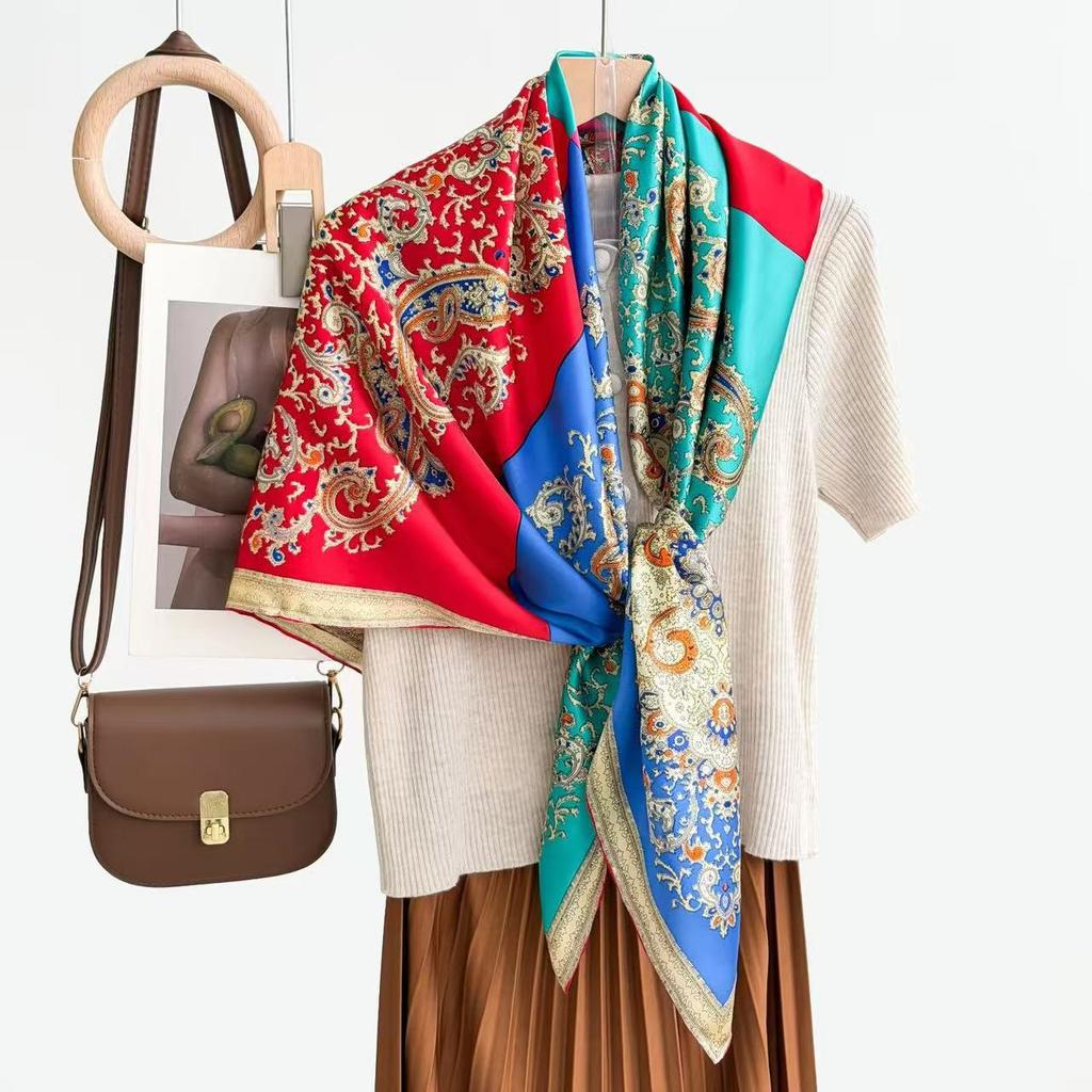 New fashion 111 mulberry silk silk scarf, women's Spring Festival gift for elders to keep warm 111 silk collection