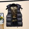Internet Celebrities Black and Gold Down Cotton Live Hat Vest Men and Women Wear New Autumn and Winter Thickened Warm Vest