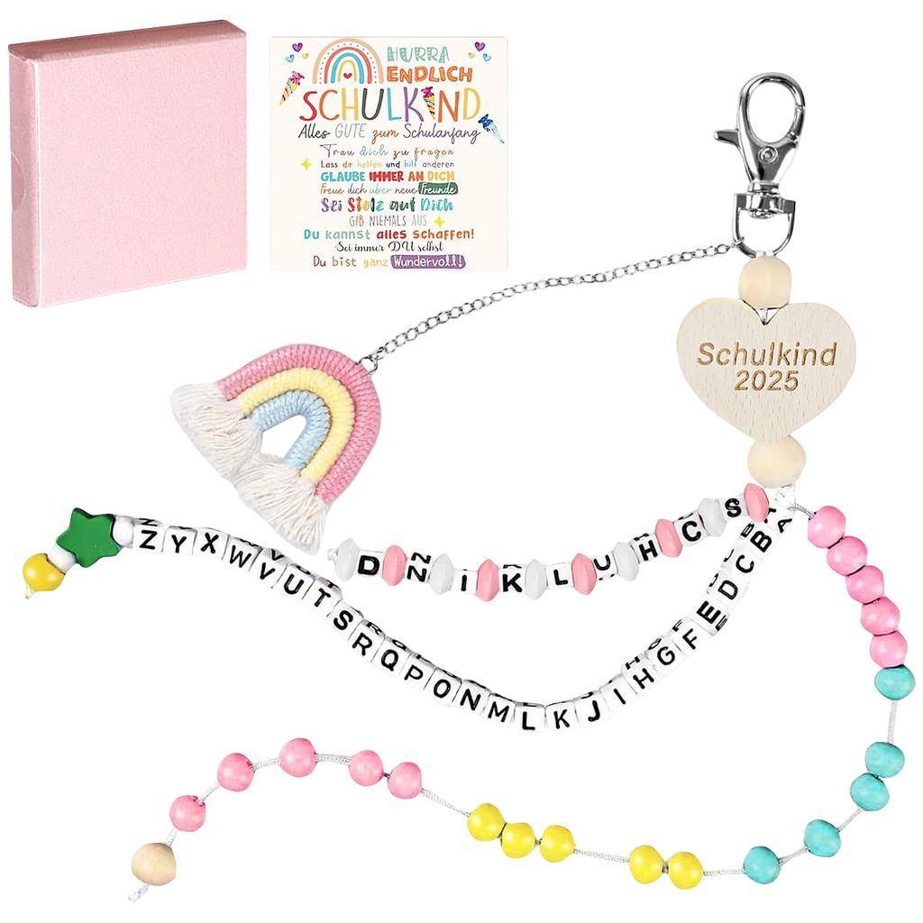 Beaded Keychain, Woven Tassel Pendant Bag, Letter Keychain, Back-to-school Gift