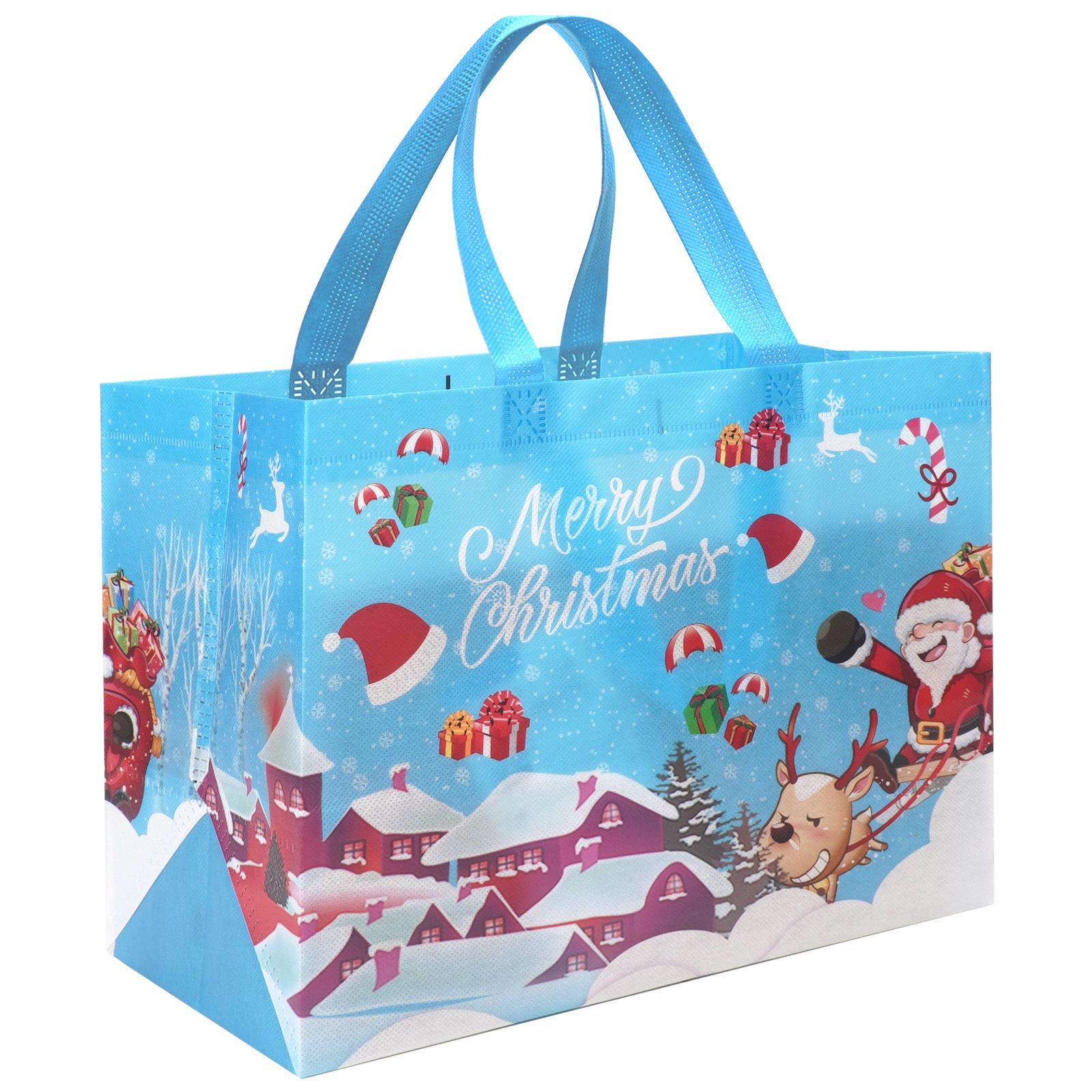 

Багаторазові неткані різдвяні подарункові пакети з ручками | Святкові сумки для покупок для новорічних та різдвяних вечірок, подарункова упаковка