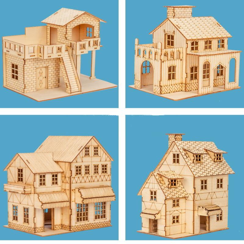 1:Casă Prefabricată din Lemn, Model Kit de Asamblare DIY, Constructor din Lemn, Materiale de Arhitectură, Scara 1:50