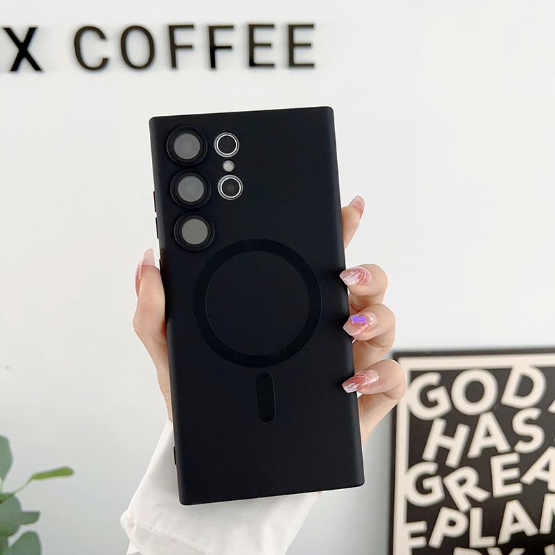 Für Magsafe Weiche Silikonhülle Für Samsung Galaxy S24 S23 S22 S21 S20 Ultra Plus S23 S21 FE Telefon Mit Kameraobjektiv Vollständige Abdeckungen