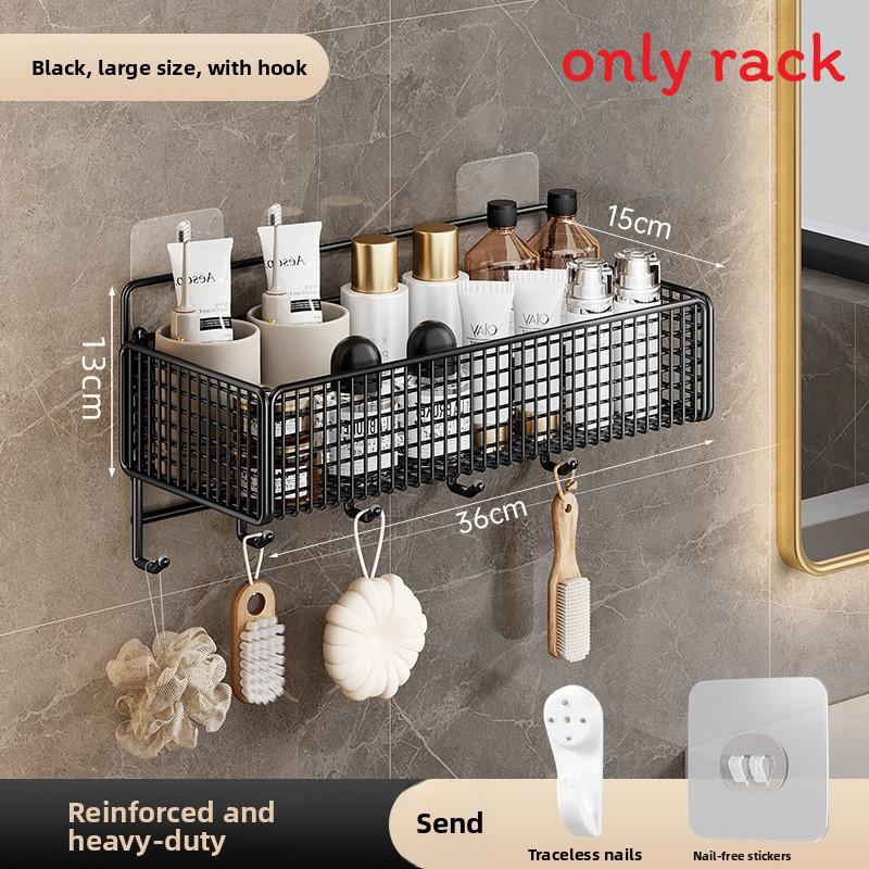 Modern Minimalist Bathroom Wall Shelf With Carbon Steel Material For Storage And Organization