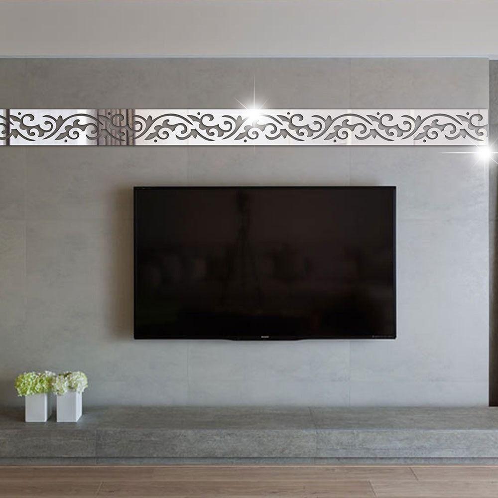 Self Adhesive Mirror Waist Line 3D Design 3D Mirror Wall Stickers  Room Decor