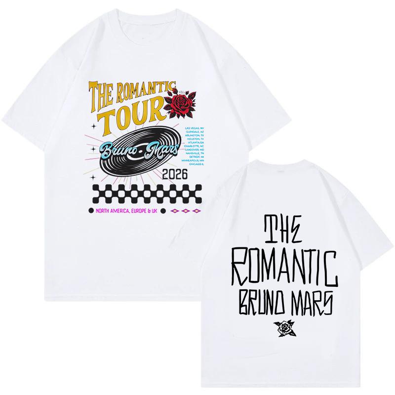 Bruno Mars Print Vintage Tshirt The RoUnisextic Tour 2026 Graphic T Shirt Unisex Women Fashion Short Sleeve Tshirt Clothes