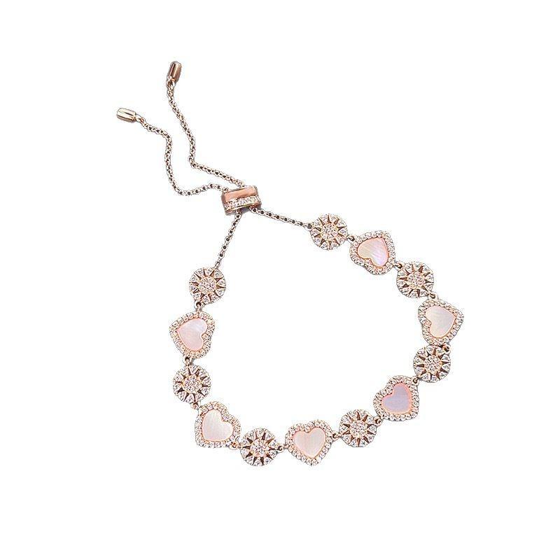 Handcrafted Heart Shape Adjustable Bracelet With Copper Plastic Material For Girls Gift Ideas