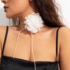 Retro Floral Fabric Choker with Tassel Necklace
